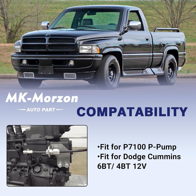 MK-Morzon P7100 Manual Fuel Shut Off Solenoid Cable Kit Compatible with Dodge Cummins P-pump 12V 4BT 6BT - Image 2